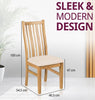 Solid Oak Dining Chairs, Wooden Kitchen Chairs Set of 2 with Beige Fabric Seat