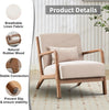 2-Pack Beige Mid-Century Armchairs with Lumbar Support | Solid Wood Frame