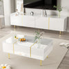 Modern High Gloss White Coffee Table & TV Cabinet Combination Set Storage Unit