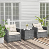 3 Piece Patio Rattan Sofa Set Outdoor Wicker Conversation Set-White