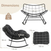 Indoor Outdoor Rocking Chair Egg Papasan Chair w/Padded Cushion-Grey