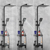 Bathroom Thermostatic Mixer Shower Set Square Black Twin Head Exposed Valve