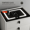 LED Bedside Table with 2 Drawers Wireless Charging Side Cabinet Nightstand