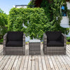 2 Seater Rattan Sofa Furniture Set with Cushions Steel Frame - Grey