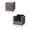 2 Seater Rattan Sofa Furniture Set with Cushions Steel Frame - Grey