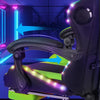 Gaming Chair with Bluetooth Speakers RGB LED Lights & Reclining Footrest Green