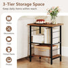 3-Tier Side Table Set of 2 Industrial End Table-Brown
