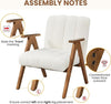 Set of 2 Boucle Accent Armchair Mid Century Lounge Chair Solid Wood Legs White