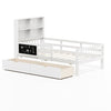 Single Size Bed Frame Solid Wood Platform Bed w/2 Storage Drawers