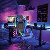 Gaming Chair with Bluetooth Speakers RGB LED Lights & Reclining Footrest Blue