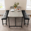 Dining Set for 4 Wood Top Table and 2 PU Leather Upholstered Bench Small Kitchen