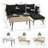 Outdoor Wicker Furniture Set Heavy-Duty Metal Frame w/Cushions-Black