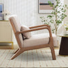 2-Pack Beige Mid-Century Armchairs with Lumbar Support | Solid Wood Frame
