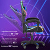 Gaming Chair with Bluetooth Speakers RGB LED Lights & Reclining Footrest Blue