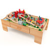 100-Piece Train Set Table Kids Activity Table with Storage Drawer-Natural