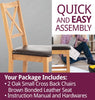 Dining Chairs, Set of 2 Oak Cross Back Wooden Chairs, Brown Seat Kitchen Chairs