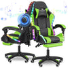 Gaming Chair with Bluetooth Speakers RGB LED Lights & Reclining Footrest Xzkmdww