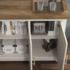 Freestanding 3-Door Storage Cabinet Cream Oak Sideboard Adjustable Shelf