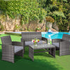 PE Rattan 4 Pieces Patio Furniture Set w/ Cushions-Grey