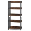 157cm Etagere Bookcase 5-Tier Bookshelf w/ Adjustable Shelves Brown