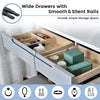 Dressing Table Vanity Set Wood Makeup Desk Rectangle LED Light Mirror with Stool
