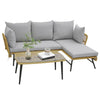 Outdoor Wicker Furniture Set 3-Piece L-Shaped Patio Sofa-Grey