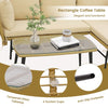 3-Piece L-Shaped Patio Sofa w/Cushions & Tempered Glass Table-Beige