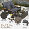 Rattan Woven Loveseat Outdoor Wicker Daybed-Grey