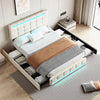 4ft6 Double Bed Frame Upholstered Platform Bed with 4 Storage Drawers, Headboard