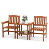 3 Piece Patio Furniture Set Wood Bistro Set with Umbrella Holes