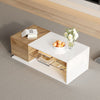 Coffee Table With Open Storage, High Gloss Centre Table With Glass Shelves