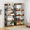 157cm Etagere Bookcase 5-Tier Bookshelf w/ Adjustable Shelves Brown