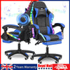 Blue Reclining Gaming Chair with Footrest & Bluetooth Speakers & RGB LED Yludier