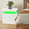 Bedside Tables White High Gloss LED Cabinets 2 Drawers Nightstand Modern Bedroom