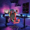 Gaming Chair with Bluetooth Speakers RGB LED Lights & Reclining Footrest Eyqqblb