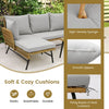 Outdoor Wicker Furniture Set Heavy-Duty Metal Frame w/Cushions-Grey