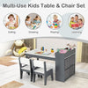 Kids Art Table&Chairs Set Wooden Kids Craft Study Desk w/Storage-Grey