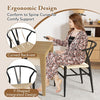 Wishbone Dining Chair Set of 2 Modern Weave Armchairs-Black+Natural