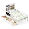 Single Size Bed Frame Solid Wood Platform Bed w/2 Storage Drawers
