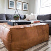 Vintage Genuine Leather Pouffe Moroccan Footstool Pouf Ottoman Unstuffed New