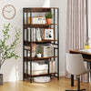 157cm Etagere Bookcase 5-Tier Bookshelf w/ Adjustable Shelves Brown