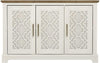 Freestanding 3-Door Storage Cabinet Cream Oak Sideboard Adjustable Shelf