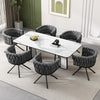 6PCS Swivel Velvet Dining Chairs Rotatable Metal Legs Kitchen Chairs Modern Grey