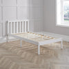Single Pine Solid Wood Bed 3ft White Low End Slatted Base Furniture Headboard