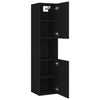 Bathroom Cabinet Black Engineered Wood Cupboard Wall