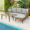 Outdoor Wicker Furniture Set Heavy-Duty Metal Frame w/Cushions-Grey