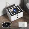 LED Bedside Table with 2 Drawers Wireless Charging Side Cabinet Nightstand