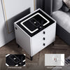 3 Charging Nightstand Side Bedside Cabinet Drawers LED Table with White Wireless