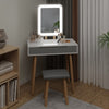 Dressing Table Vanity Set Wood Makeup Desk Rectangle LED Light Mirror with Stool