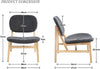 Retro Wooden Lounge Chair Grey Chenille Armchair for Living Room Decor